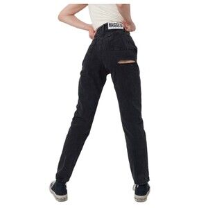 Ragged Priest Butt Cut High Rise Mom Rigid Jeans Black 24